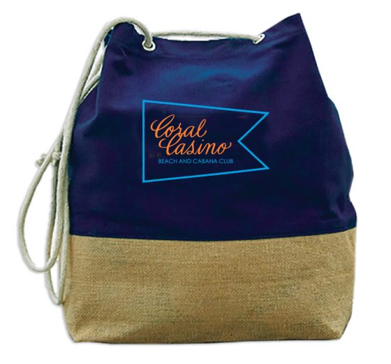 Coral Casino canvas and jute tote bag
